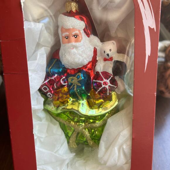 GLASSWARE ART STUDIO Ornament Made Poland Santa 7” Handcrafted - Picture 2 of 4